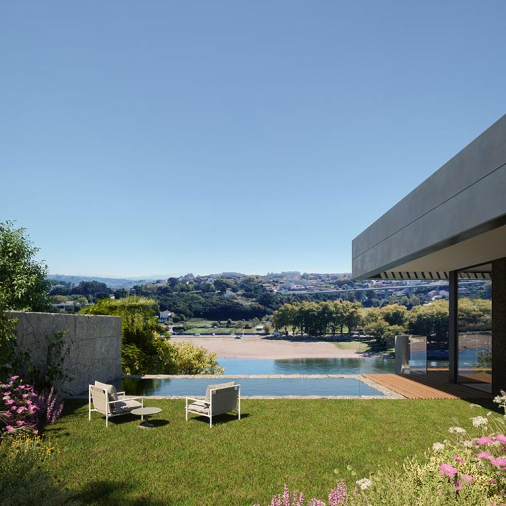 Piscina privativa com vista para o rio Douro a partir de Moradia Jardim do AURIOS, no Porto